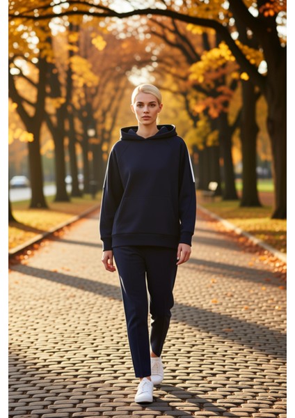 Kadın Kapüşonlu Düşük Kol Oversize Örme Sweatshirt Fonksiyonel Dayanıklı Kaliteli Konforlu