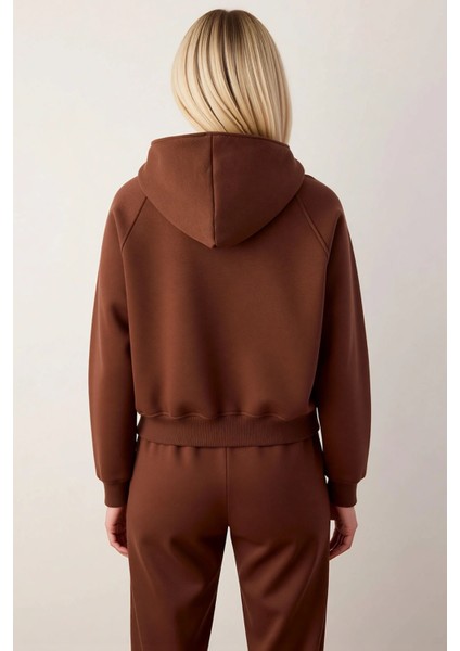 Kadın Kapüşonlu Reglan Kol Yarım Pat Fermuarlı Sweatshirt Fonksiyonel Dayanıklı Kaliteli Şık fırsatları