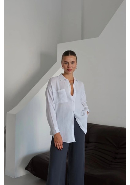 Tek Cepli Müslin Gömlek Beyaz fiyatları