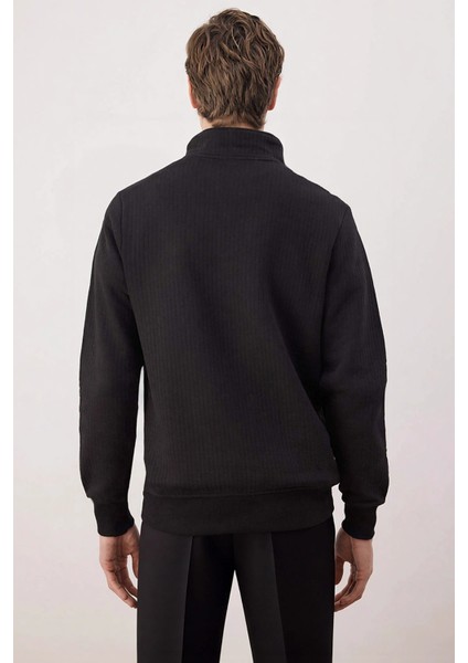 Erkek Dik Yaka Standart Kol Düz Desenli Regular Kalıp Sweatshirt Fonksiyonel Dayanıklı Şık fırsatları