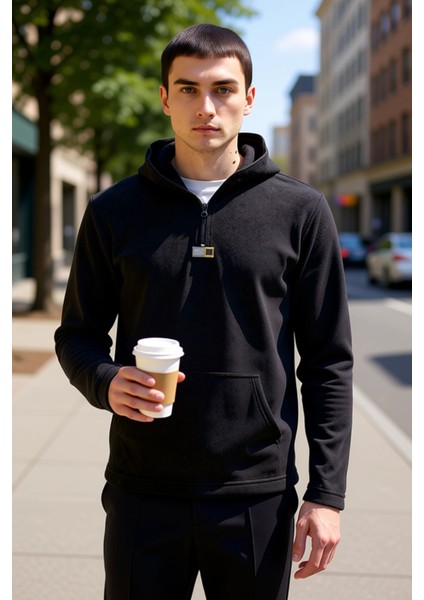 Erkek Kapüşonlu Standart Kol Polar Fermuarlı Sweatshirt Fonksiyonel Dayanıklı Kaliteli Şık fiyatları