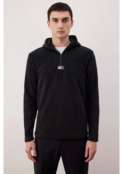 Erkek Kapüşonlu Standart Kol Polar Fermuarlı Sweatshirt Fonksiyonel Dayanıklı Kaliteli Şık modelleri