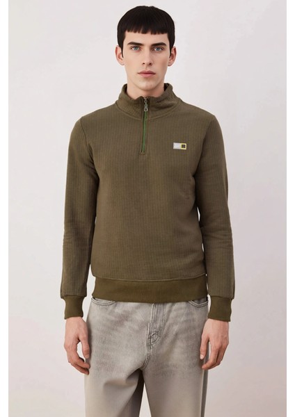 Erkek Dik Yaka Standart Kol Düz Desenli Regular Kalıp Sweatshirt Fonksiyonel Dayanıklı Şık modelleri