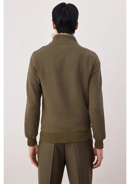 Erkek Dik Yaka Standart Kol Düz Desenli Regular Kalıp Sweatshirt Fonksiyonel Dayanıklı Şık fırsatları