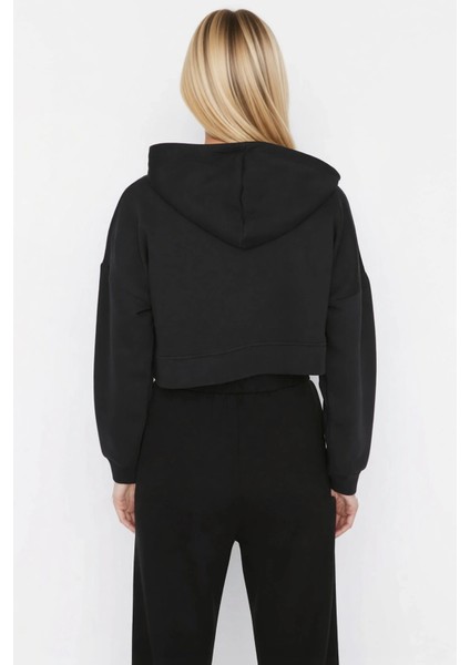 Kadın Kapüşonlu Fermuarlı Düşük Kol Örme Sweatshirt Fonksiyonel Dayanıklı Kaliteli Estetik fırsatları