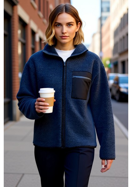 Kadın Dik Yaka Düşük Kol Tam Fermuarlı Peluş Sweatshirt Fonksiyonel Dayanıklı Kaliteli Şık fiyatları