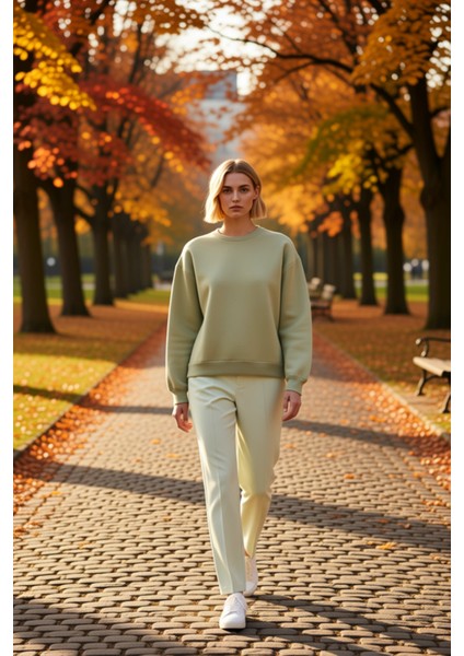 Kadın Bisiklet Yaka Düşük Kol Regular Kalıp Örme Sweatshirt Fonksiyonel Dayanıklı Kaliteli