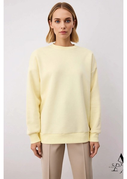 Kadın Bisiklet Yaka Düşük Kol Oversize Kalın Örme Sweatshirt Fonksiyonel Dayanıklı Estetik modelleri