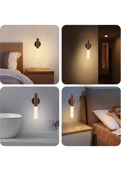 Sensörlü USB Şarjlı Mıknatıslı Taşınabilir Duvar Aplik Masa Lambası Ahşap Görünümlü Gün Işığı fırsatları