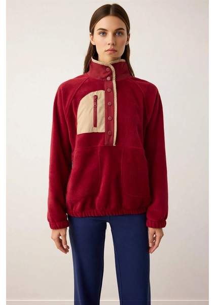 Kadın Dik Yaka Reglan Kol Oversize Polar Sweatshirt Fonksiyonel Dayanıklı Kaliteli Estetik modelleri