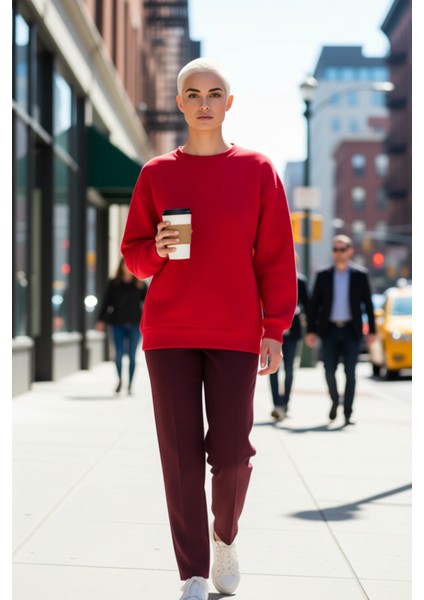 Kadın Bisiklet Yaka Düşük Kol Oversize Kalın Örme Sweatshirt Fonksiyonel Dayanıklı Estetik fiyatları