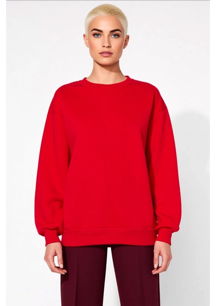 Kadın Bisiklet Yaka Düşük Kol Oversize Kalın Örme Sweatshirt Fonksiyonel Dayanıklı Estetik modelleri