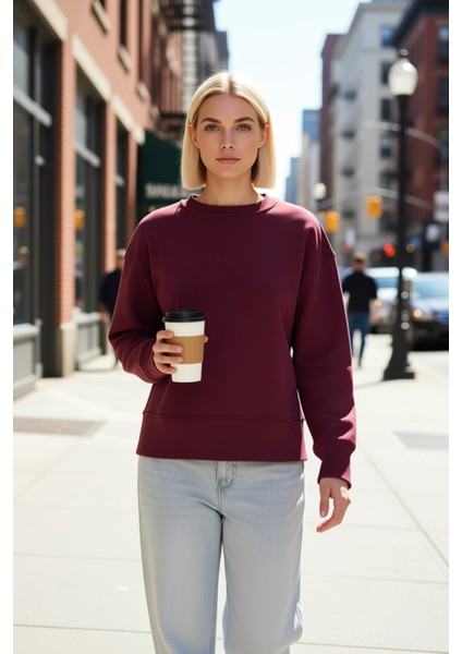 Kadın Bisiklet Yaka Düşük Kol Regular Kalıp Sweatshirt Fonksiyonel Dayanıklı Kaliteli Spor fiyatları