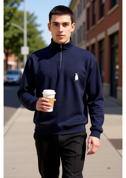 Erkek Dik Yaka Standart Kol Selanik Oversize Kalıp Sweatshirt Fonksiyonel Dayanıklı Modern fiyatları