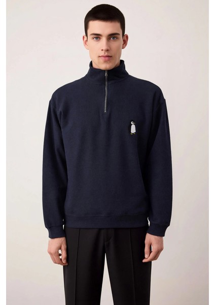 Erkek Dik Yaka Standart Kol Selanik Oversize Kalıp Sweatshirt Fonksiyonel Dayanıklı Modern modelleri