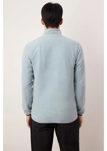 Erkek Dik Yaka Fermuarlı Standart Kol Polar Sweatshirt Fonksiyonel Dayanıklı Kaliteli Spor fırsatları