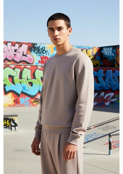 Erkek Düz Bisiklet Yaka Düşük Kol Uzun Kollu Sweatshirt Fonksiyonel Dayanıklı Kaliteli Şık indirimleri