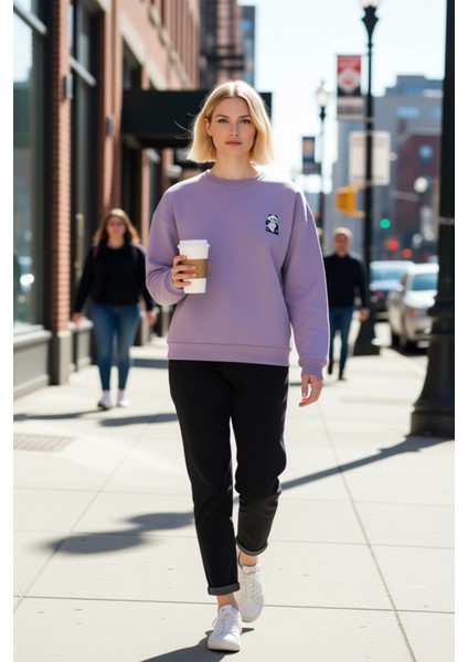 Kadın Bisiklet Yaka Düşük Kol Nakışlı Regular Kalıp Örme Sweatshirt Fonksiyonel Dayanıklı Şık fiyatları