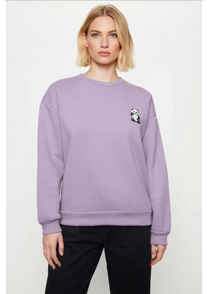 Kadın Bisiklet Yaka Düşük Kol Nakışlı Regular Kalıp Örme Sweatshirt Fonksiyonel Dayanıklı Şık modelleri