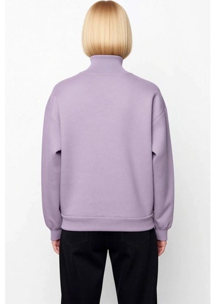 Kadın Bisiklet Yaka Düşük Kol Nakışlı Regular Kalıp Örme Sweatshirt Fonksiyonel Dayanıklı Şık fırsatları