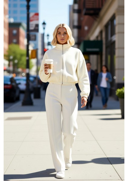 Kadın Dik Yaka Düşük Kol Fermuarlı Crop Polar Sweatshirt Fonksiyonel Dayanıklı Kaliteli Şık fiyatları