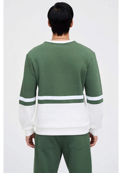 Erkek Bisiklet Yaka Standart Kol Panelli Sweatshirt %61 Pamuk %39 Polyester Fonksiyonel Şık fırsatları