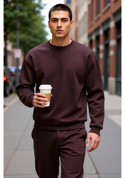 Erkek Bisiklet Yaka Düşük Kol Oversize Kalın Nakışlı Sweatshirt Fonksiyonel Dayanıklı Spor fiyatları