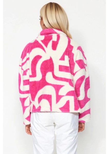 Kadın Dik Yaka Düşük Kol Fermuarlı Baskılı Örme Sweatshirt Fonksiyonel Dayanıklı Kaliteli Şık fırsatları