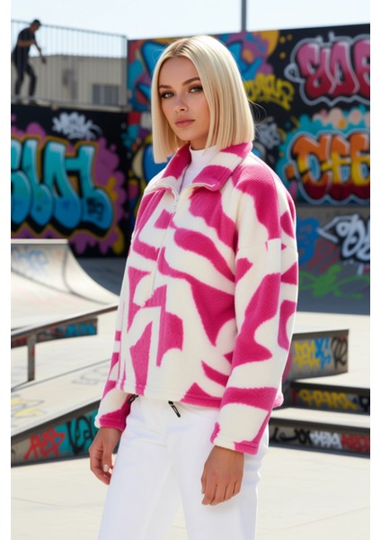 Kadın Dik Yaka Düşük Kol Fermuarlı Baskılı Örme Sweatshirt Fonksiyonel Dayanıklı Kaliteli Şık indirimleri