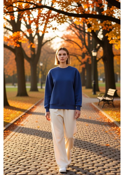 Kadın Bisiklet Yaka Düşük Kol Regular Kalıp Örme Sweatshirt Fonksiyonel Dayanıklı Kaliteli