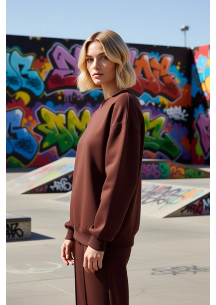 Kadın Bisiklet Yaka Düşük Kol Oversize Kalın Örme Sweatshirt Fonksiyonel Dayanıklı Estetik indirimleri