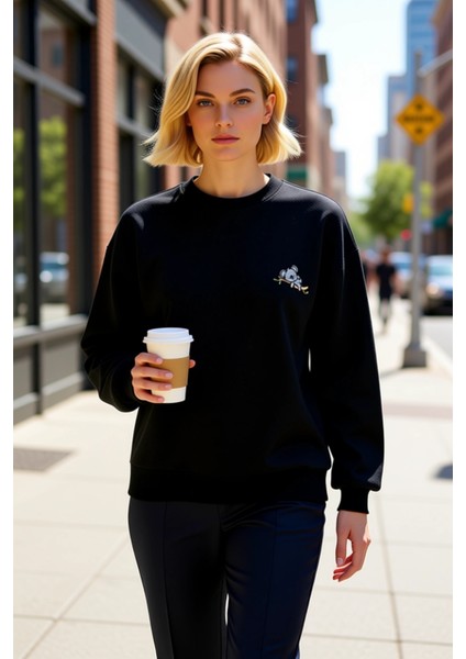 Kadın Bisiklet Yaka Düşük Kol Nakışlı Regular Kalıp Örme Sweatshirt Fonksiyonel Dayanıklı Şık fiyatları