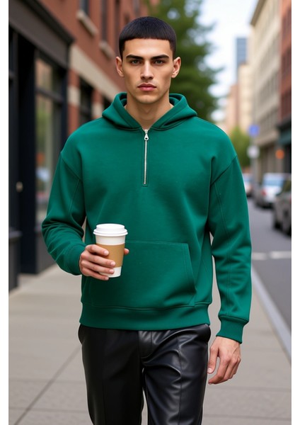 Erkek Kapüşonlu Fermuarlı Düşük Kol Uzun Kollu Kalıp Sweatshirt Fonksiyonel Dayanıklı Spor fiyatları