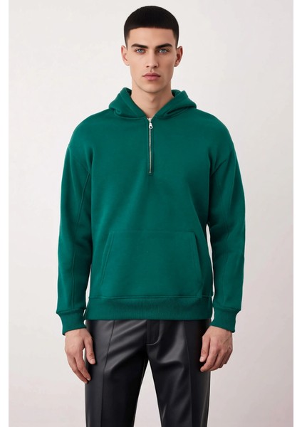 Erkek Kapüşonlu Fermuarlı Düşük Kol Uzun Kollu Kalıp Sweatshirt Fonksiyonel Dayanıklı Spor modelleri