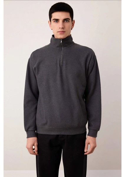Erkek Dik Yaka Standart Kol Selanik Oversize Kalıp Sweatshirt Fonksiyonel Dayanıklı Modern modelleri