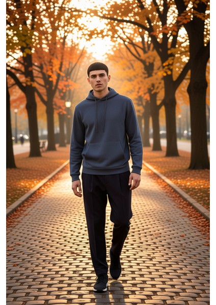 Erkek Kapüşonlu Standart Kol Regular Kalıp Sweatshirt Fonksiyonel Dayanıklı Kaliteli Rahat