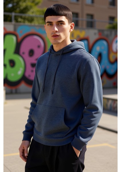 Erkek Kapüşonlu Standart Kol Regular Kalıp Sweatshirt Fonksiyonel Dayanıklı Kaliteli Rahat indirimleri