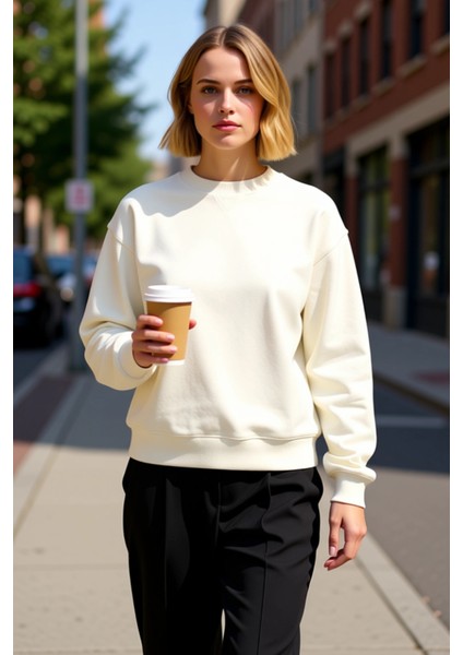 Kadın Bisiklet Yaka Düşük Kol %100 Pamuk Sweatshirt Fonksiyonel Dayanıklı Kaliteli Estetik fiyatları