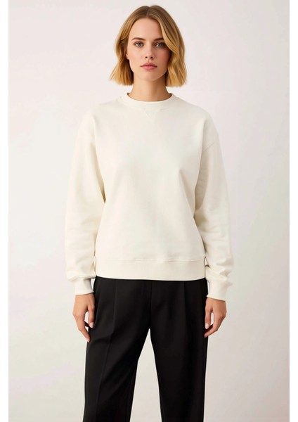 Kadın Bisiklet Yaka Düşük Kol %100 Pamuk Sweatshirt Fonksiyonel Dayanıklı Kaliteli Estetik modelleri