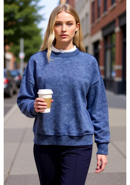 Kadın Bisiklet Yaka Reglan Kol Oversize Kalın Örme Sweatshirt Fonksiyonel Dayanıklı Modern fiyatları