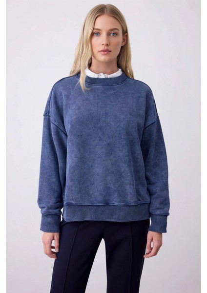 Kadın Bisiklet Yaka Reglan Kol Oversize Kalın Örme Sweatshirt Fonksiyonel Dayanıklı Modern modelleri