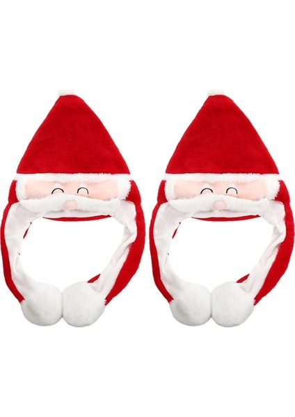 Peluş Yılbaşı Noel Baba Yeni Yıl Şapkası Hareketli Bıyık 2 Adet Noel Eğlence Şapkası