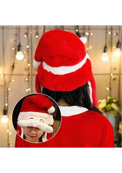 Peluş Yılbaşı Noel Baba Yeni Yıl Şapkası Hareketli Bıyık 2 Adet Noel Eğlence Şapkası modelleri