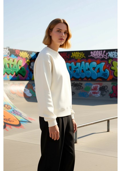 Kadın Bisiklet Yaka Düşük Kol %100 Pamuk Sweatshirt Fonksiyonel Dayanıklı Kaliteli Estetik indirimleri