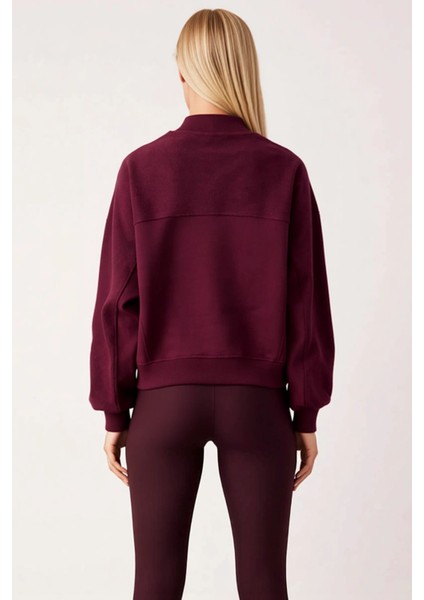 Kadın %100 Pamuk Geniş Kalıp Dik Yaka Düşük Kol Örme Sweatshirt Fonksiyonel Dayanıklı Spor fırsatları