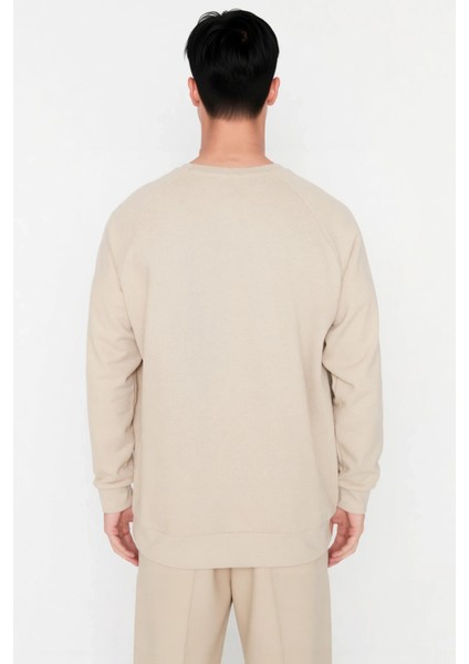 Erkek Bisiklet Yaka Reglan Kol Oversize Kalıp Sweatshirt Fonksiyonel Dayanıklı Kaliteli Şık fırsatları