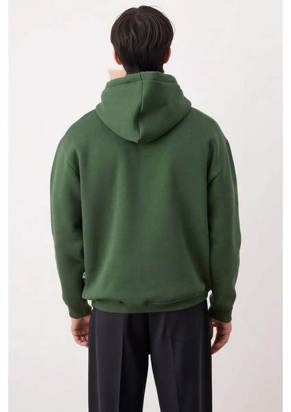 Erkek Kapüşonlu Standart Kol Oversize Kalıp Slogan Desenli Sweatshirt Fonksiyonel Kaliteli fırsatları