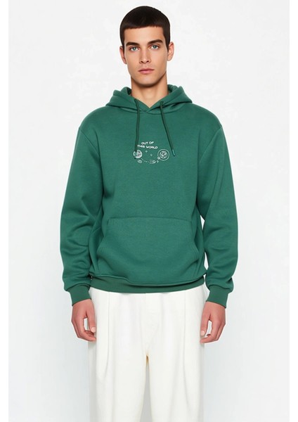 Erkek Kapüşonlu Standart Kol Regular Kalıp Uzay Nakışlı Sweatshirt Fonksiyonel Dayanıklı Şık modelleri