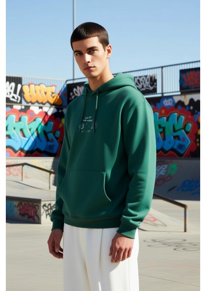 Erkek Kapüşonlu Standart Kol Regular Kalıp Uzay Nakışlı Sweatshirt Fonksiyonel Dayanıklı Şık fırsatları