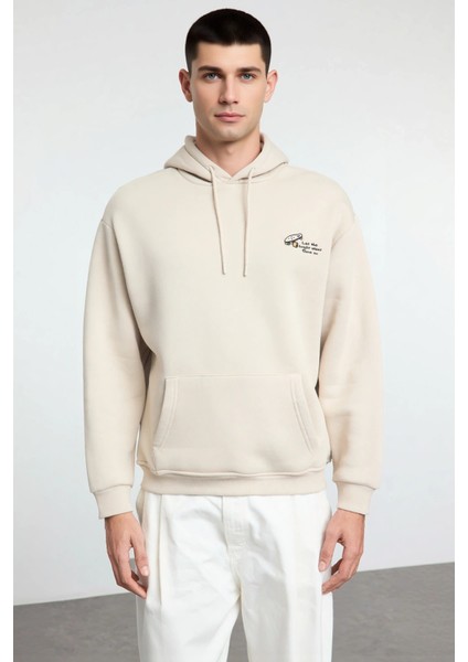 Erkek Kapüşonlu Düşük Kol Sweatshirt Slogan Nakışlı Fonksiyonel Dayanıklı Kaliteli Estetik modelleri